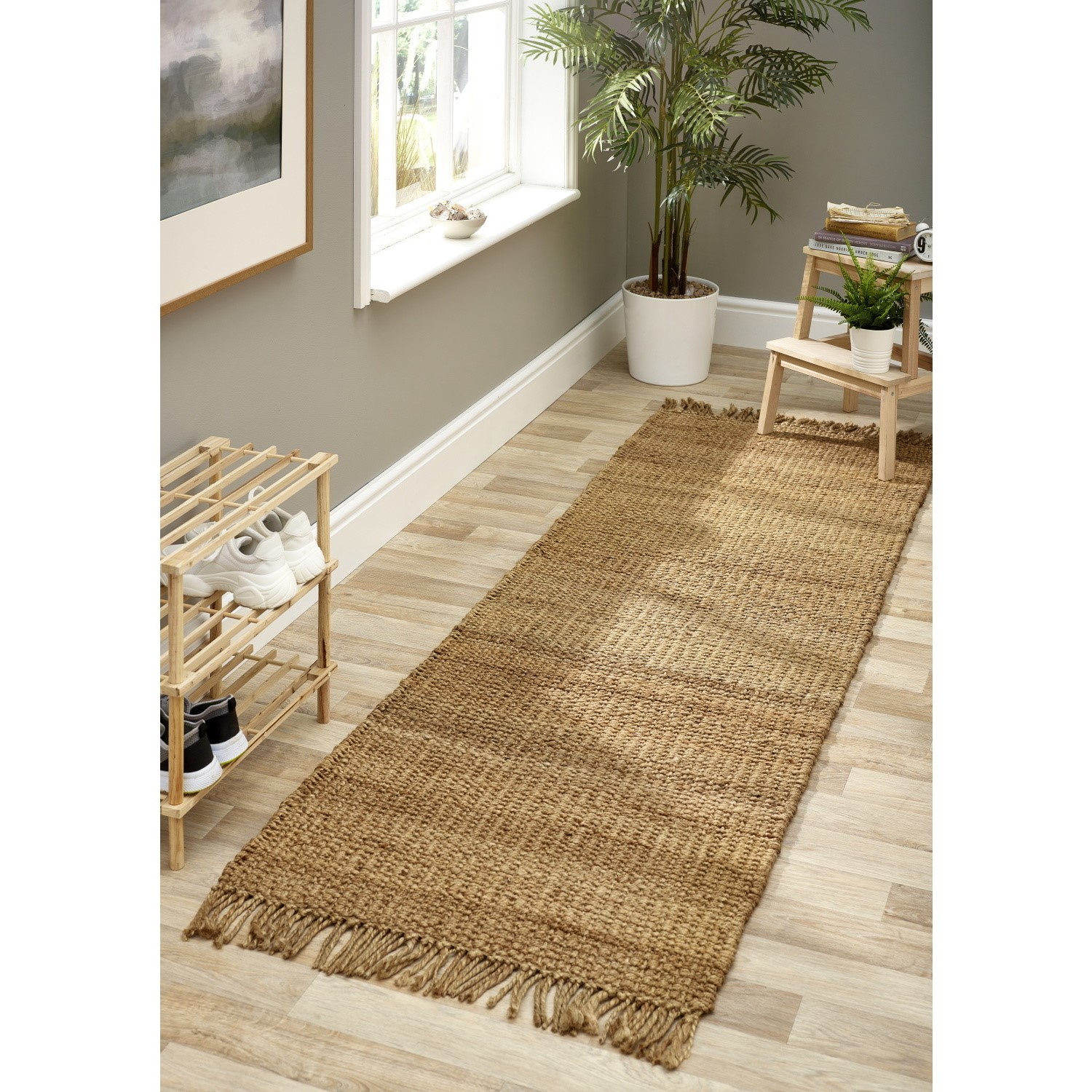 Read more about Jute runner rug with fringed edging 210x67cm ripley