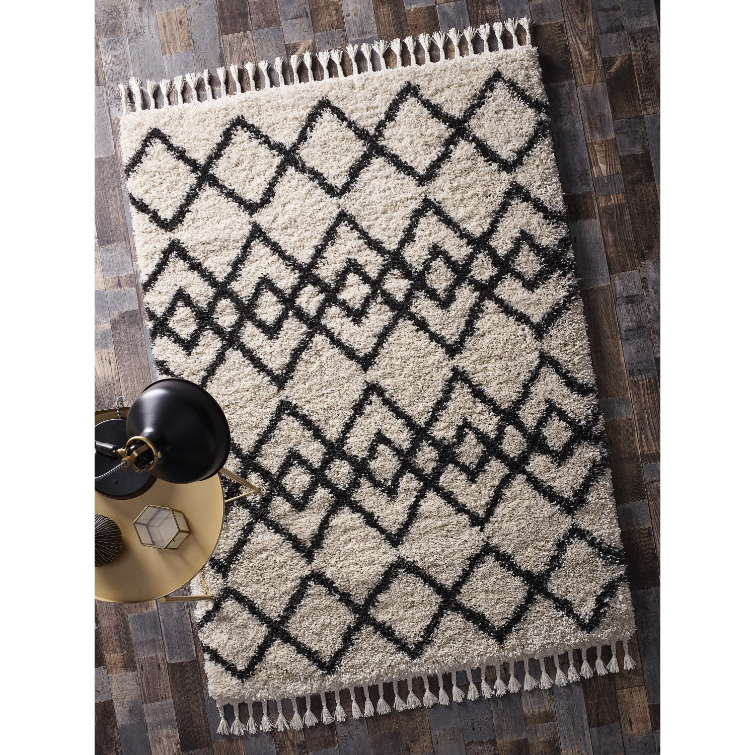 Ivory Black Pattern Rug Ripley Morocco Ivory Rug with Black Berber Patterns 120x170cm ...