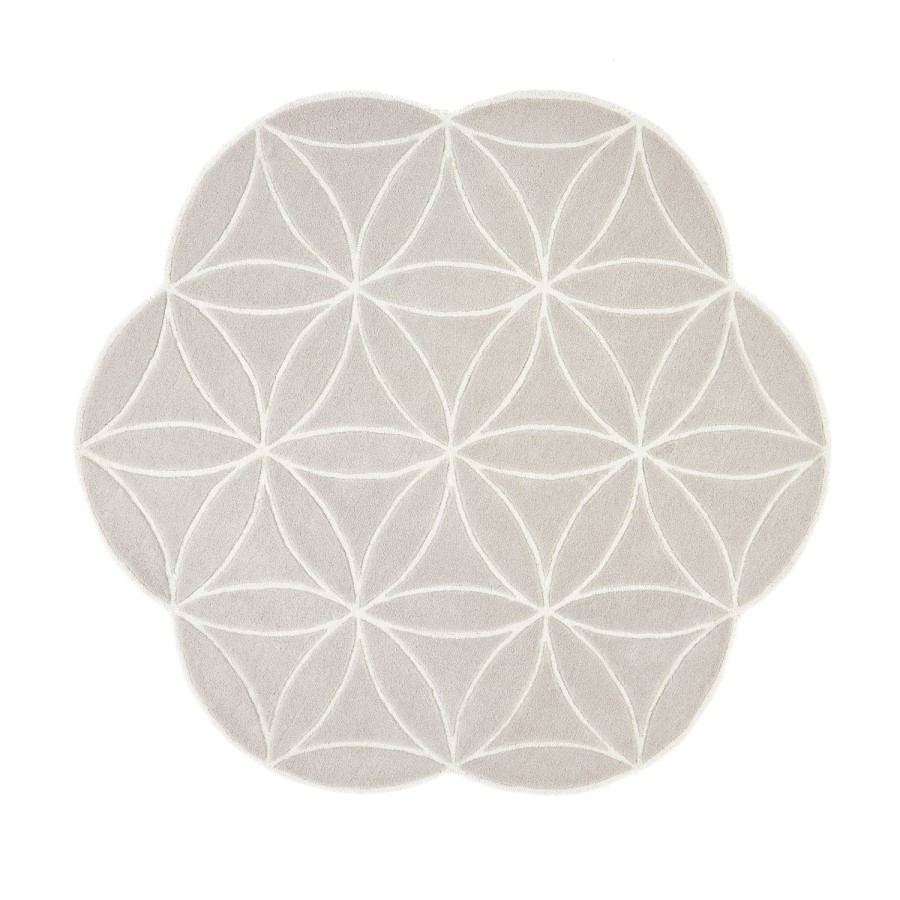 Bloom Silver Grey Wool Rug 160x160cm - Ripley