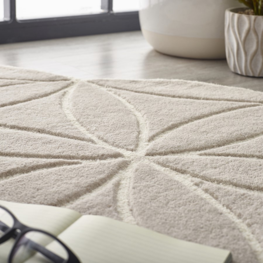 Bloom Silver Grey Wool Rug 160x160cm - Ripley
