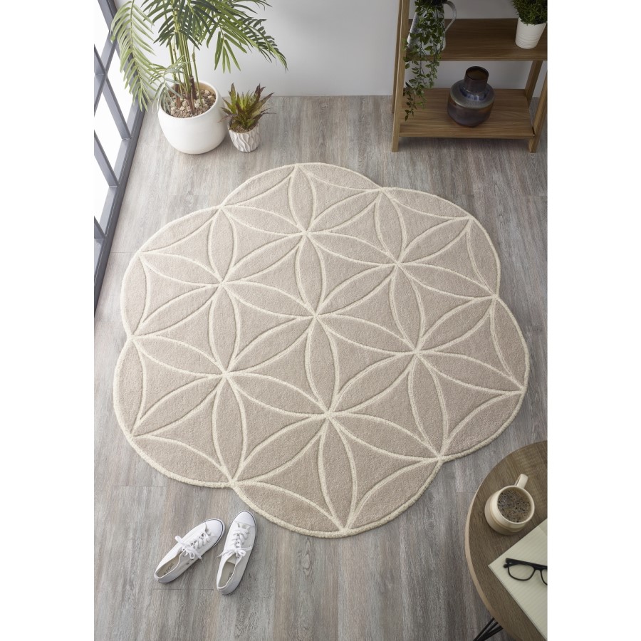 Bloom Silver Grey Wool Rug 160x160cm - Ripley