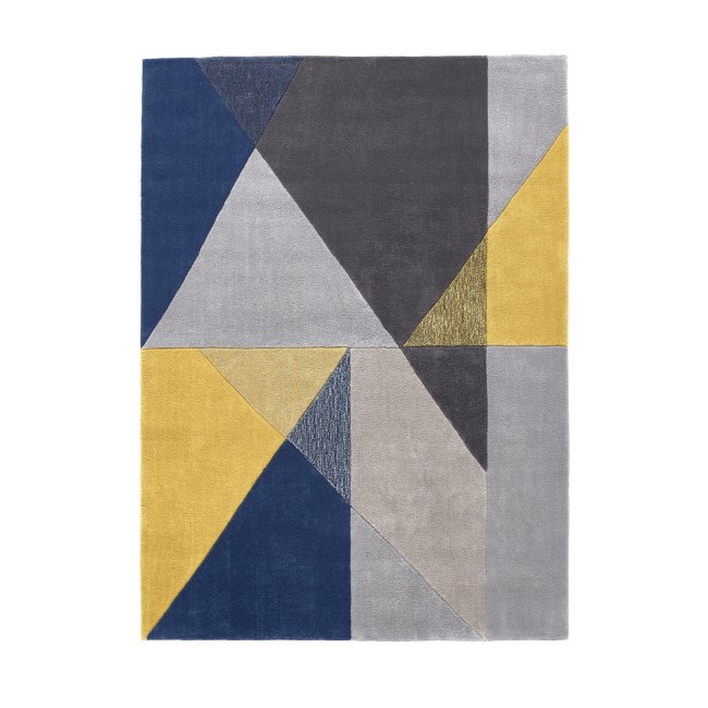 Ripley Trio Geometric Rug in Yellow Blue & Grey 120x170cm