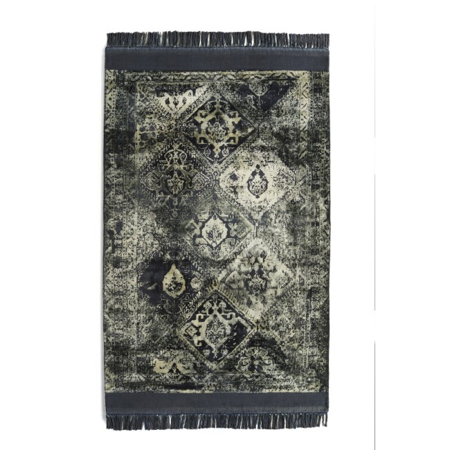 Ripley Persian Style Fringed Rug in Blue & Cream 120x170cm 