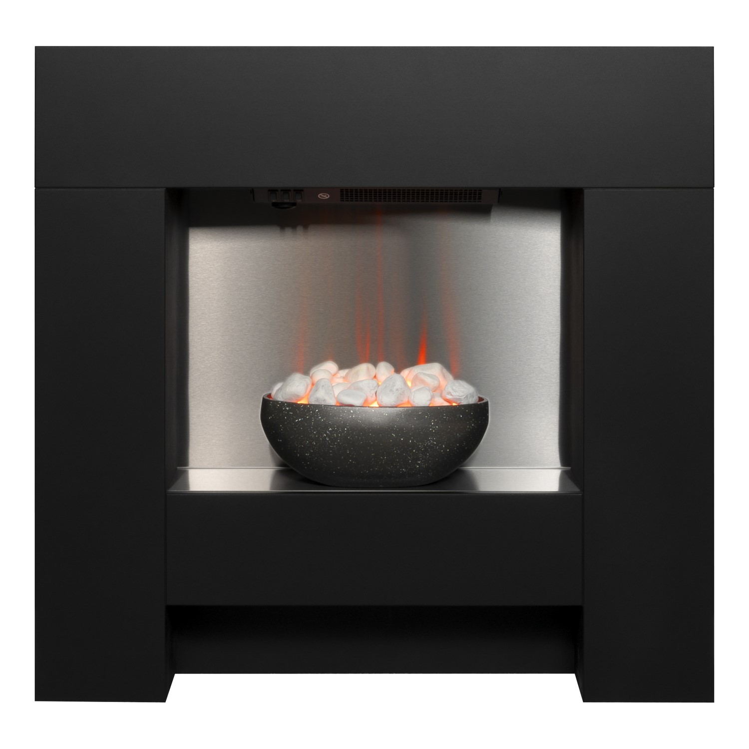 Photo of Adam electric fireplace suite in textured black 36 - cubist