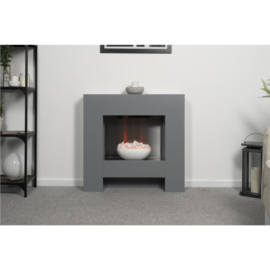 Adam Grey Freestanding Electric Fireplace Suite 36" - Cubist