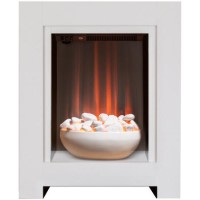 Adam White Freestanding Electric Fireplace Suite with Pebble Bowl 23 inch - Monet