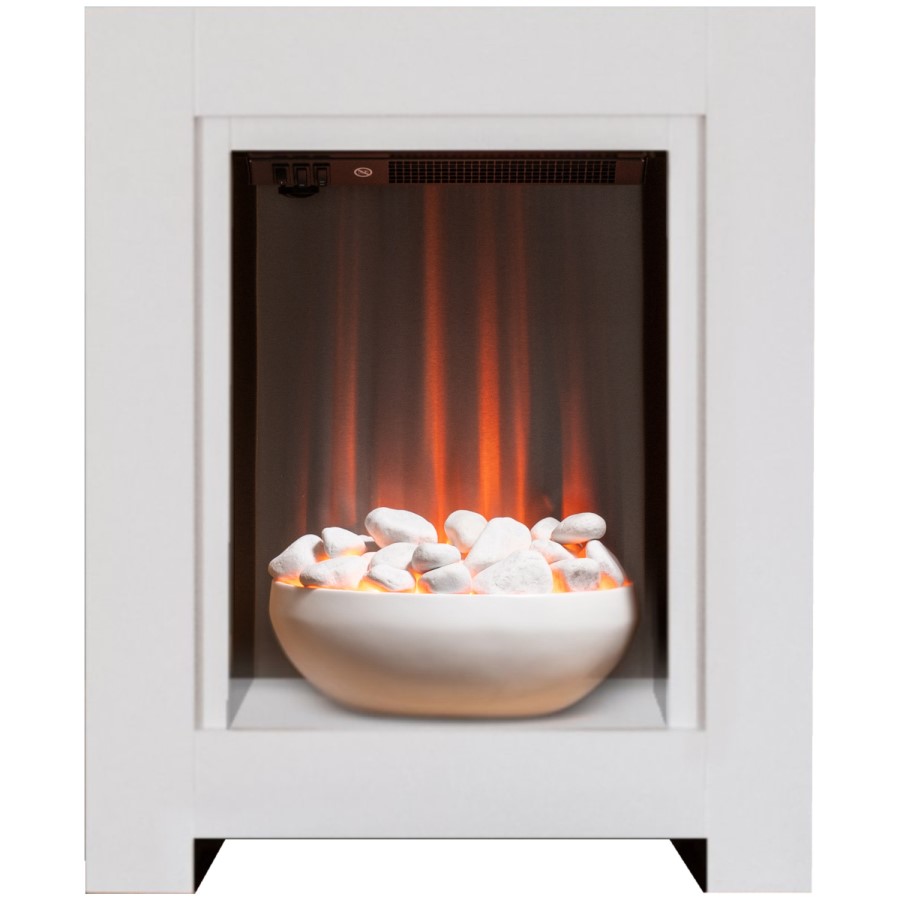Adam White Freestanding Electric Fireplace Suite with Pebble Bowl 23 inch - Monet
