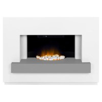 Adam Sambro Fireplace Suite in Pure White with Grey Shelf - 46 Inch
