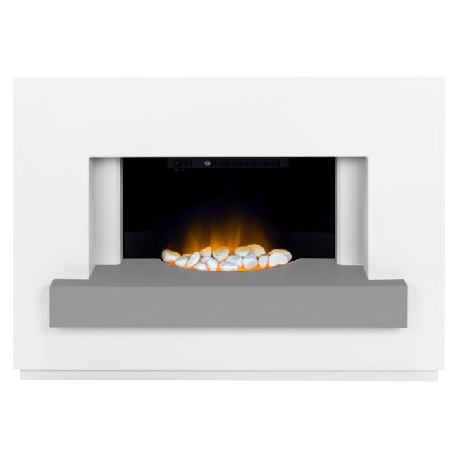 Adam Sambro Fireplace Suite in Pure White with Grey Shelf - 46 Inch