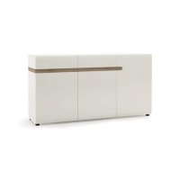 Chelsea White High Gloss & Oak Effect 2 Drawer 3 Door Sideboard
