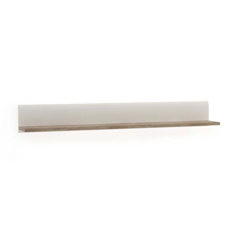 Chelsea White High Gloss & Oak Wall Shelf