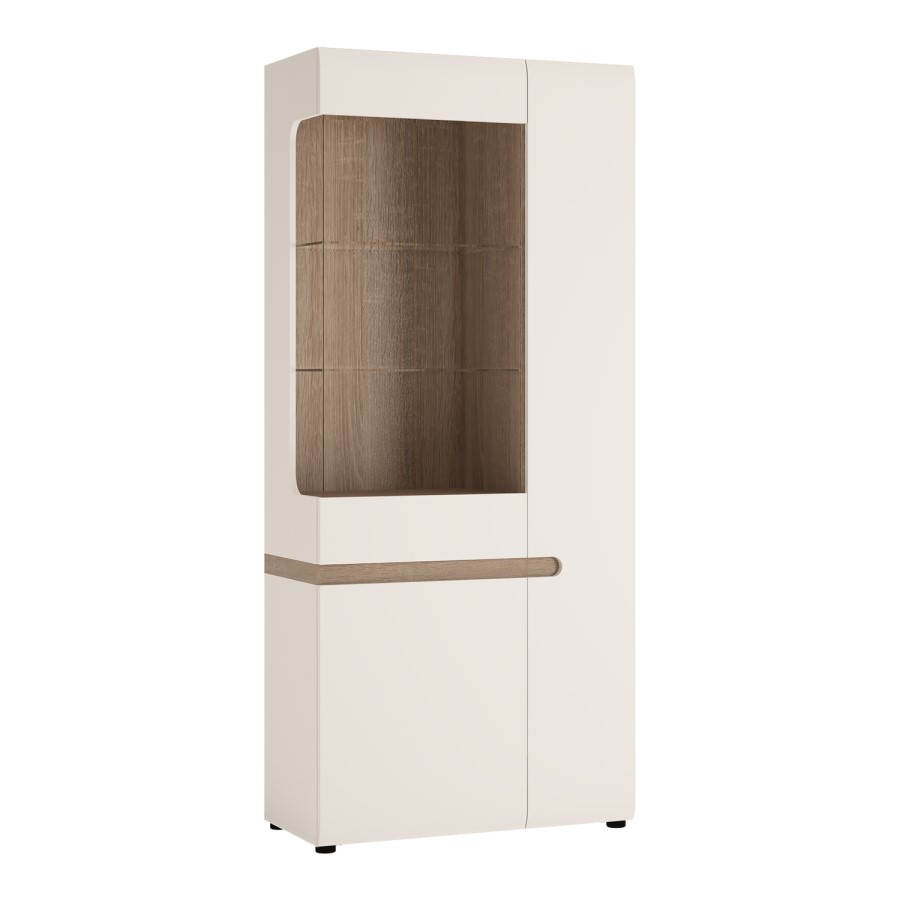 Chelsea White High Gloss & Oak Effect Tall Right Hand Display Unit