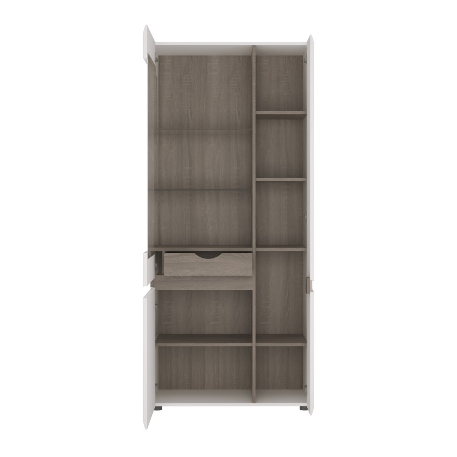Chelsea White High Gloss & Oak Effect Tall Right Hand Display Unit