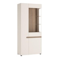 Chelsea White High Gloss & Oak Effect Tall Left Hand Display Unit