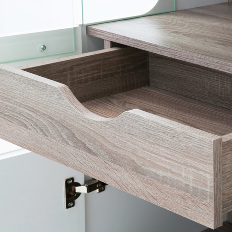 Chelsea White High Gloss & Oak Effect Tall Left Hand Display Unit
