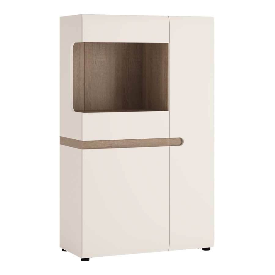 Chelsea White High Gloss & Oak Effect Low Display Unit