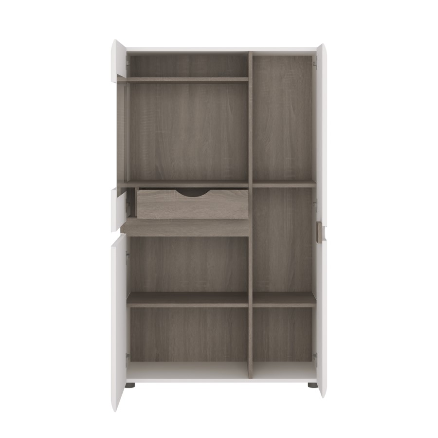 Chelsea White High Gloss & Oak Effect Low Display Unit