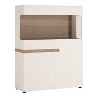 Chelsea White High Gloss & Oak Effect Wide Low Display Unit