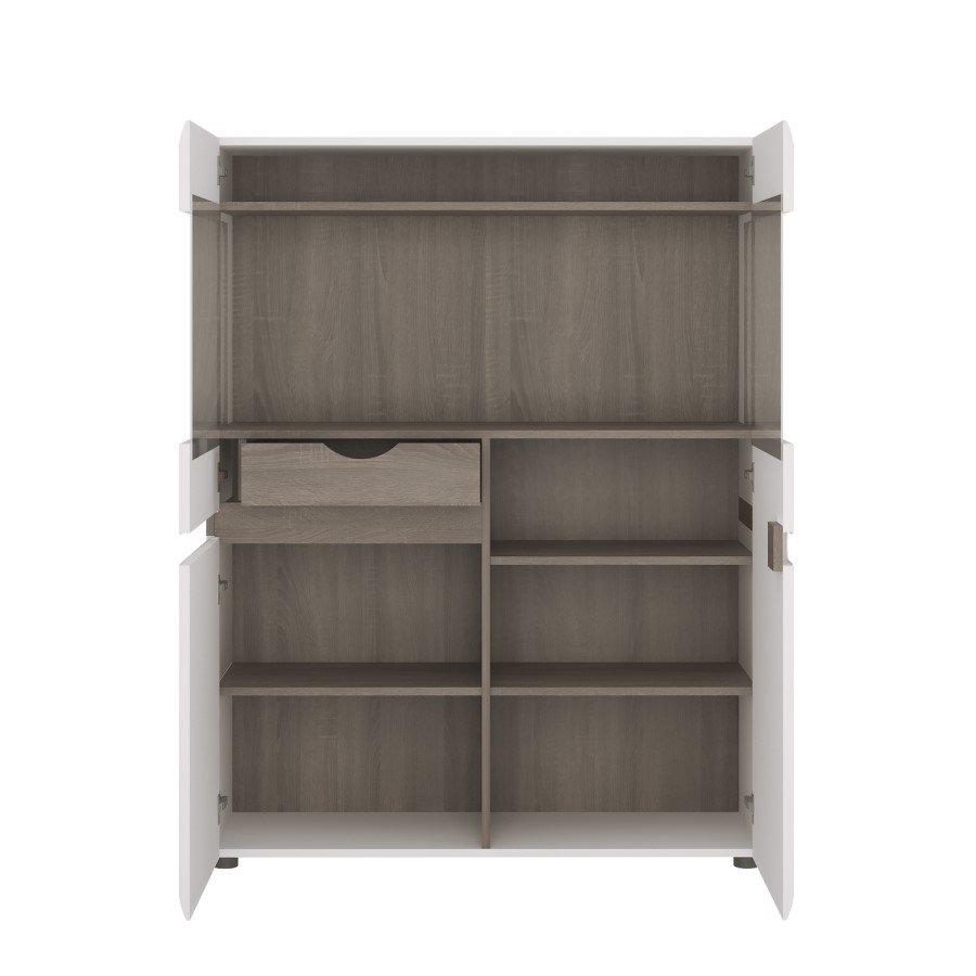 Chelsea White High Gloss & Oak Effect Wide Low Display Unit