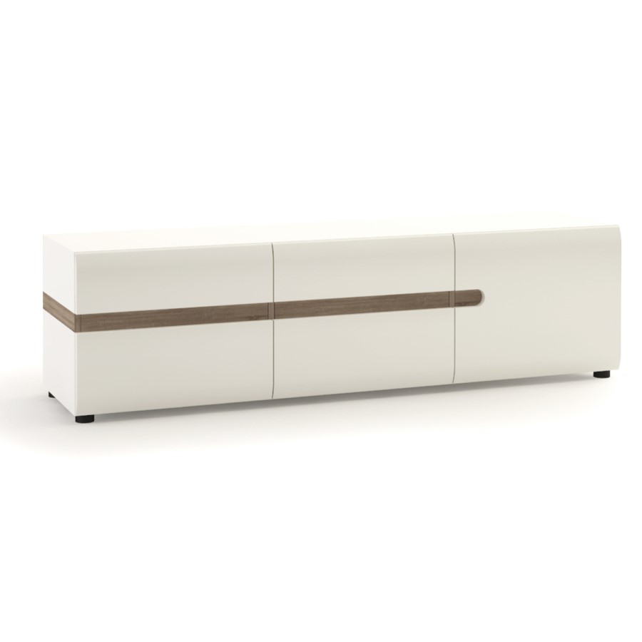 White High Gloss & Oak Effect Wide TV Unit - TV's up to 50" - Chelsea