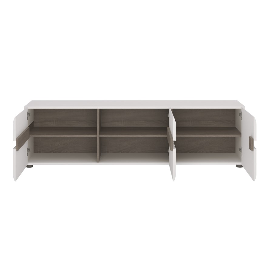 White High Gloss & Oak Effect Wide TV Unit - TV's up to 50" - Chelsea