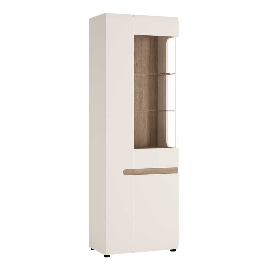 Chelsea White Narrow High Gloss & Oak Effect Left Hand Display Unit