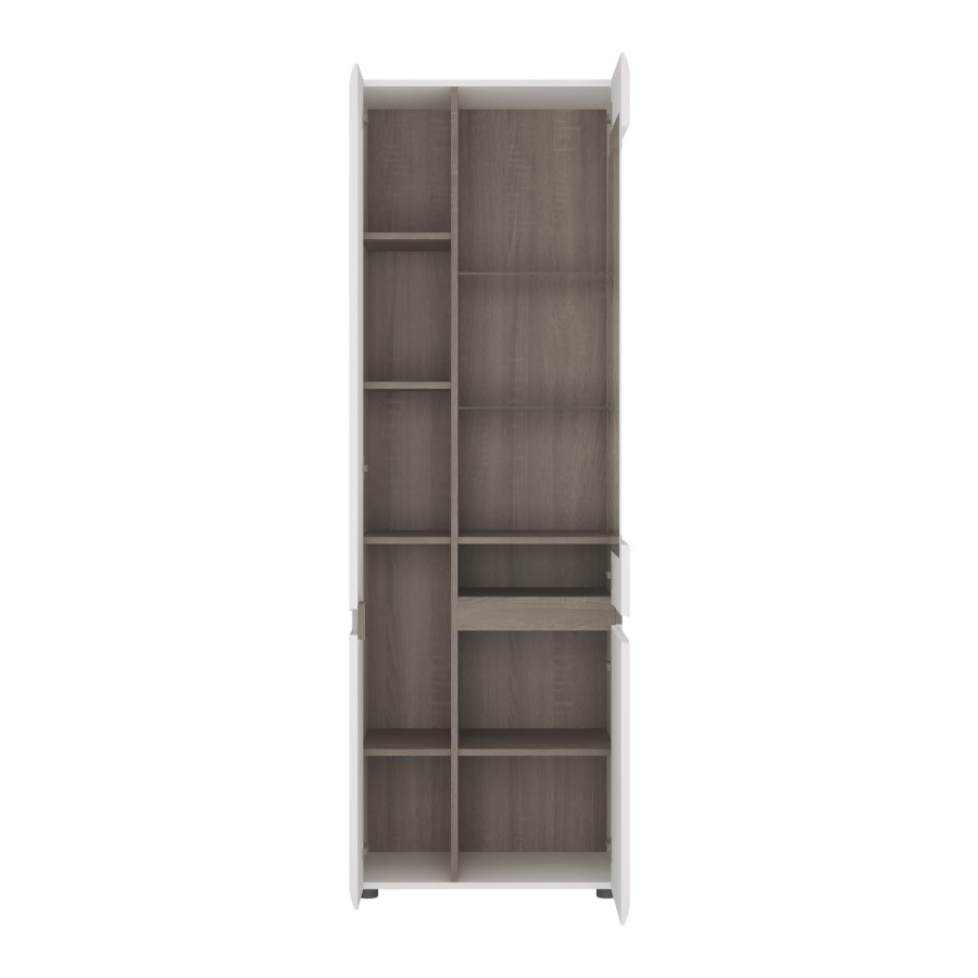 Chelsea White Narrow High Gloss & Oak Effect Left Hand Display Unit