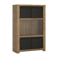 Havana 2 Door Display Cabinet in Black and Oak Effect