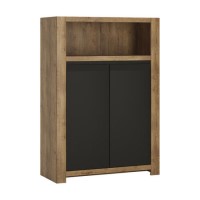 Havana 2 Door Tall Sideboard in Black & Oak Effect
