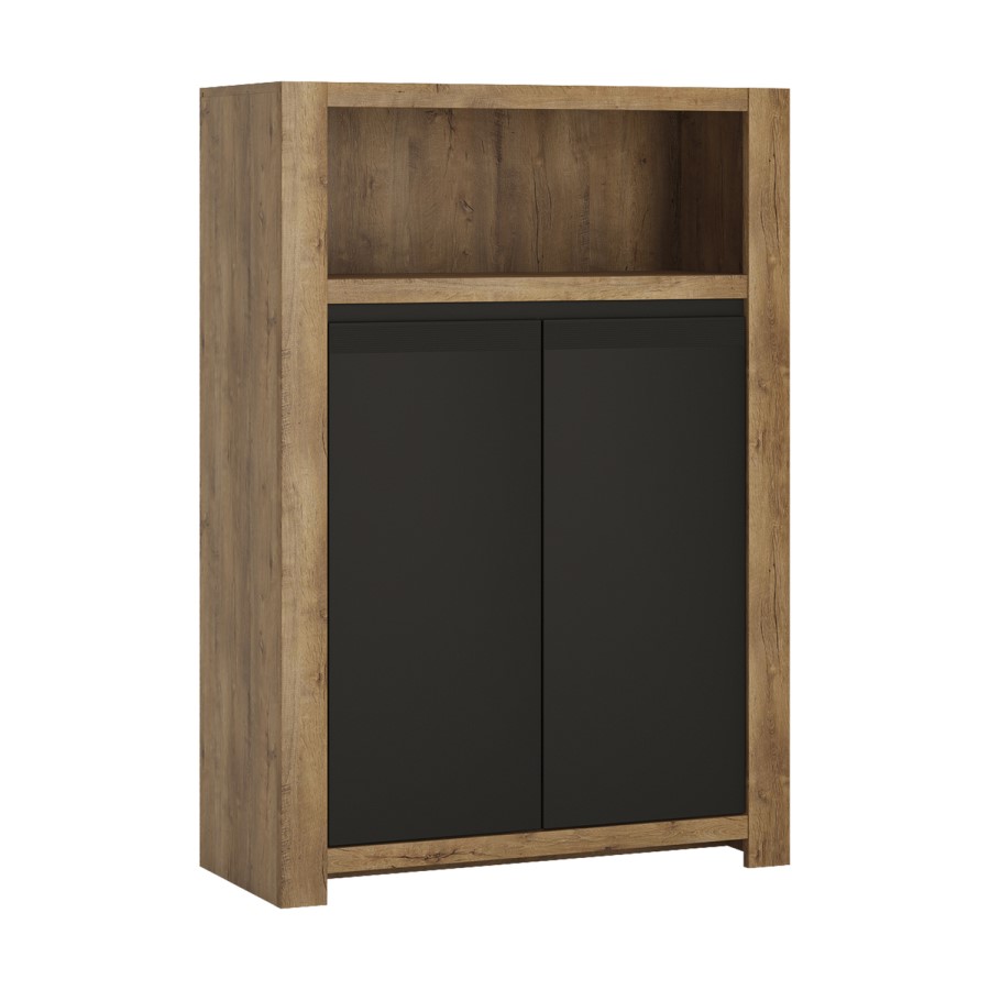 Havana 2 Door Tall Sideboard in Black & Oak Effect