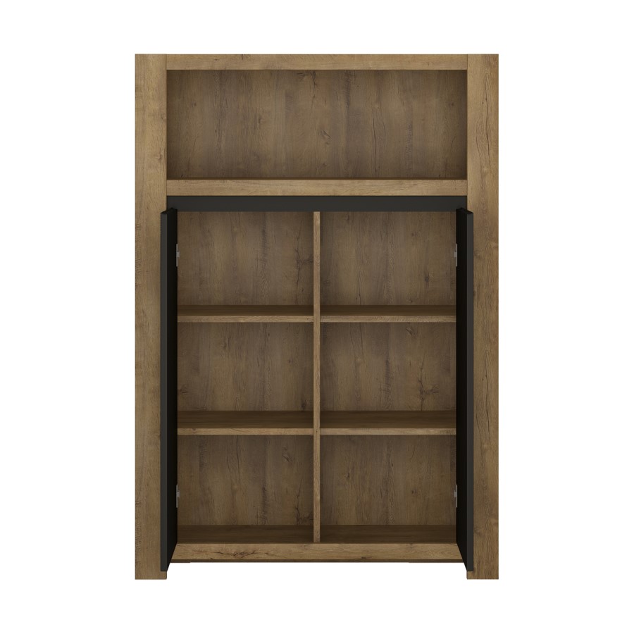 Havana 2 Door Tall Sideboard in Black & Oak Effect