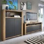 Havana 2 Door Tall Sideboard in Black & Oak Effect