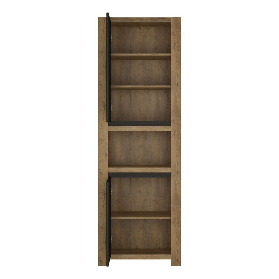 Havana 2 Door Tall Display Cabinet in Black and Oak Effect