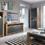 Havana 2 Door Tall Display Cabinet in Black and Oak Effect