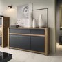 Havana 3 Door 3 Door Sideboard in Black and Oak Effect