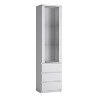 Fribo 1 Door 3 Drawer Display Unit in White High Gloss with Glass Panel