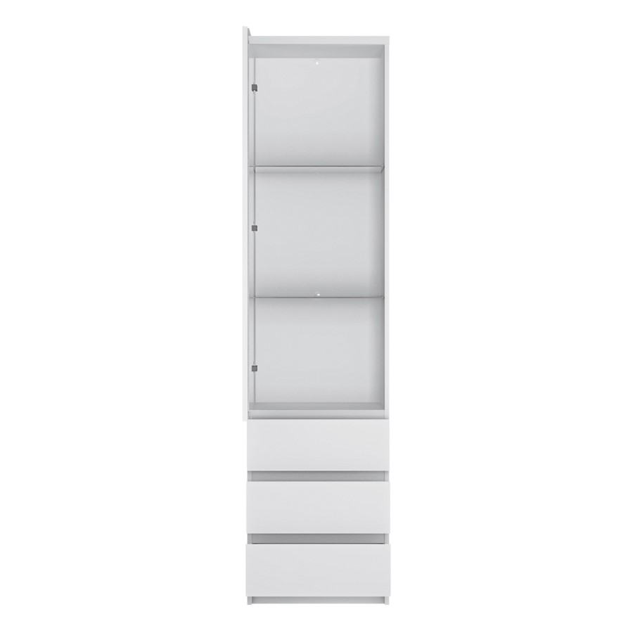 Fribo 1 Door 3 Drawer Display Unit in White High Gloss with Glass Panel