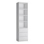 Matte White Display Unit with 4 Shelves and 3 Drawers - Fribo