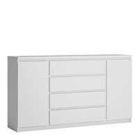 Fribo 2 Door 4 Drawer Wide Sideboard in White High Gloss