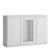 Fribo 3 Door Sideboard in White High Gloss with Glass Panel Centre