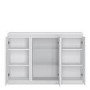 Fribo 3 Door Sideboard in White High Gloss with Glass Panel Centre