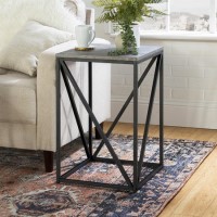 Modern Geometric Square Side Table in Concrete Effect
