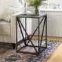 Modern Geometric Square Side Table in Concrete Effect
