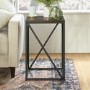 Modern Geometric Square Side Table in Dark Walnut Effect