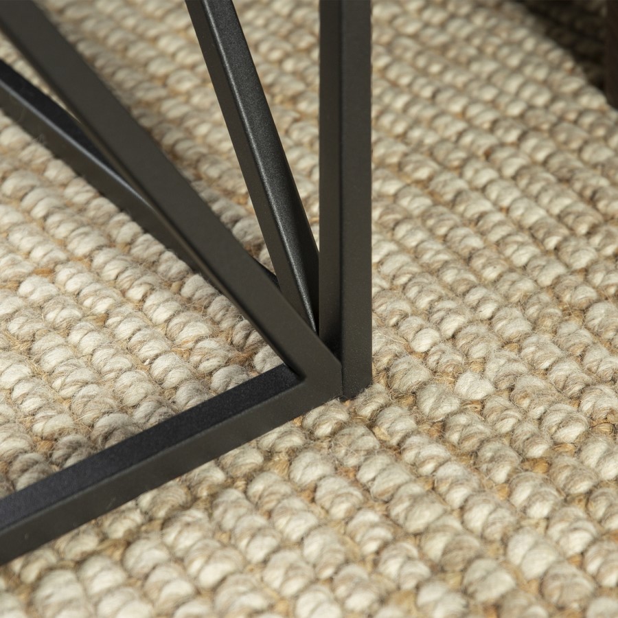 Modern Geometric Square Side Table in Dark Walnut Effect