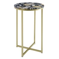 Faux Black Agate Gold  Side Table Faux Black Agate Gold  Side Table