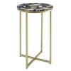 Faux Black Agate Gold  Side Table
