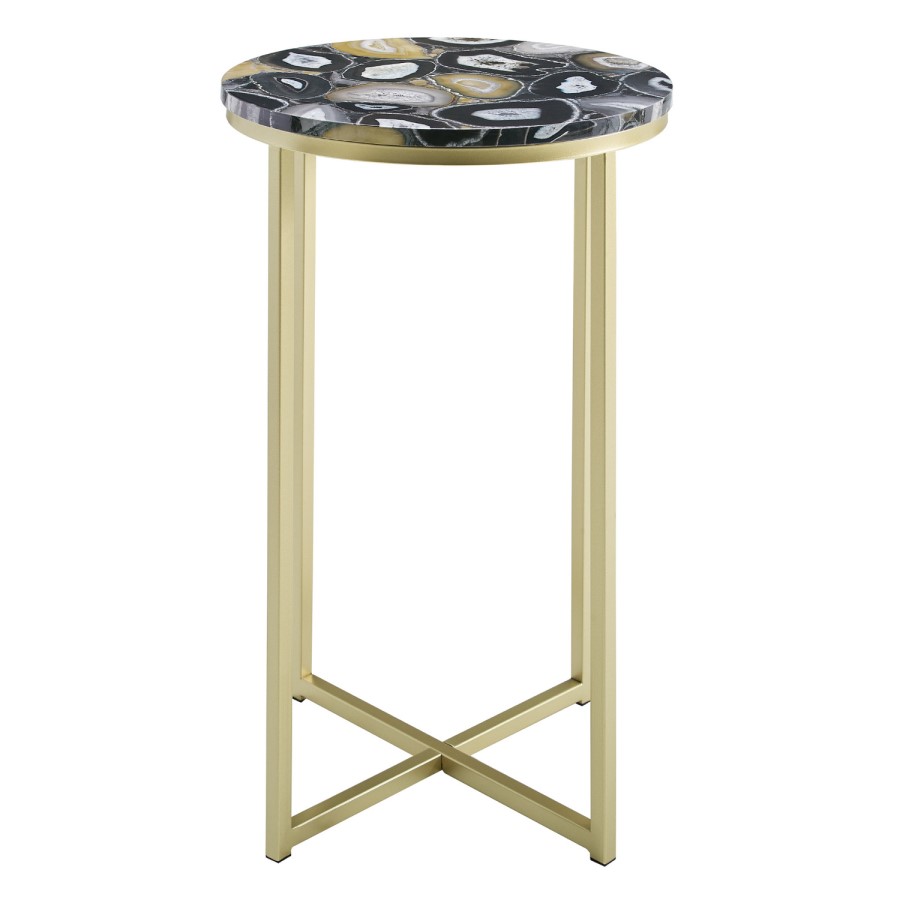 Faux Black Agate Gold  Side Table