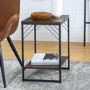 16" Industrial Metal Accent Side Table - Dark Walnut