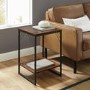 16" Industrial Metal Accent Side Table - Dark Walnut